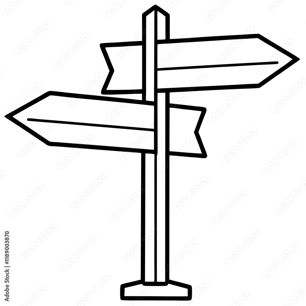 Abstract Signpost Line Art Vector Style