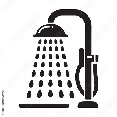 Shower icon silhouette vector. Shower sing. Shower logo icon. Watering can bathroom icon on a white background