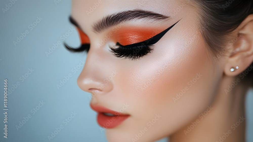 Glamorous woman with bold eyeliner and lashes Glamorous woman with bold eyeliner and lashes
