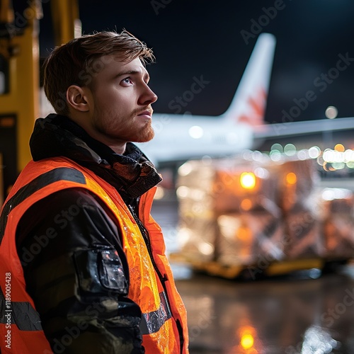 Wallpaper Mural Airport ground staff working late night shifts airfield professional photography industrial environment close-up logistics management Torontodigital.ca