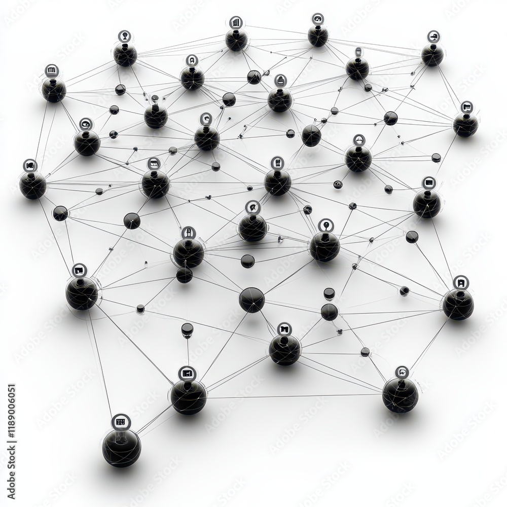 A network of interconnected nodes representing a complex system. A network of interconnected nodes representing a complex system.