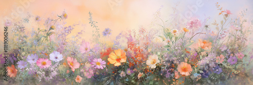 Flower Background in a Colorful Garden Scene