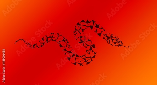 Abstract Red Geometric Snake Design Low Poly Triangular Serpent Illustration