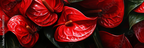 Flower Background with Red Anthurium Blooms