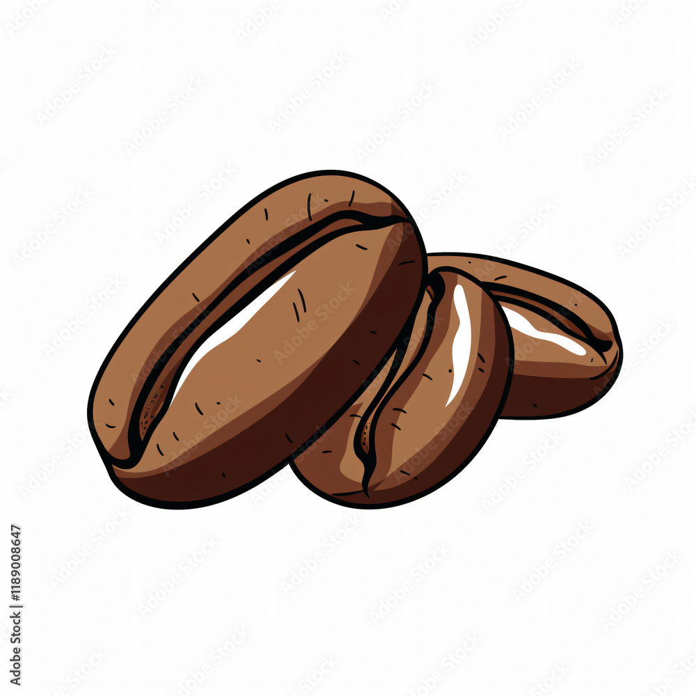 Obraz premium Coffee Bean Vector Illustration on White Background flat latte mocha 