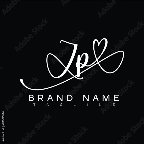 ZP Handwritten initial letter with love . ZP simple signature vector logo with Hart shape variation, beauty, photography letter logo design. ZP