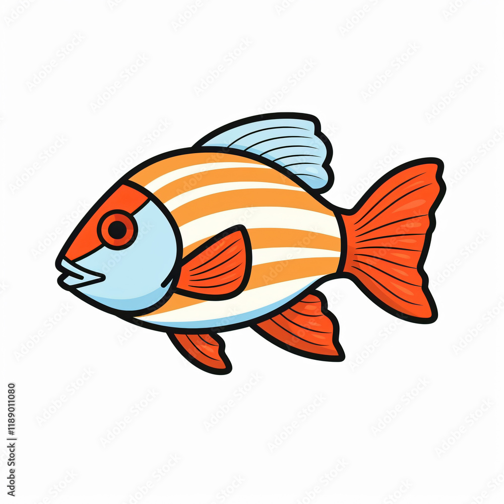 Fototapeta premium Fresh Fish Fillet Vector Icon in Flat Design Style food meal lunch 
