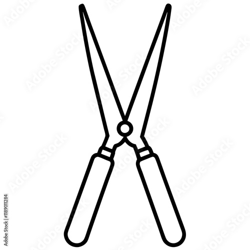 hedge shears line art vector illustration