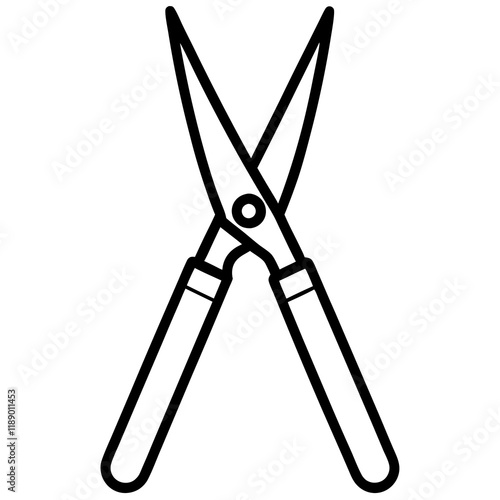 metal shears line art vector illustration