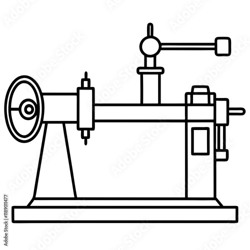 metal lathe  line art vector illustration