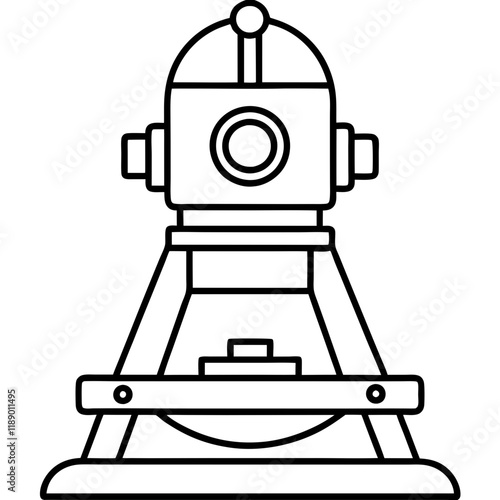  total station  line art vector illustration