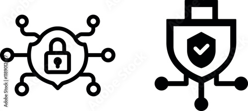 "Cyber Security Vector Icon Set - Protection and Technology Symbols"