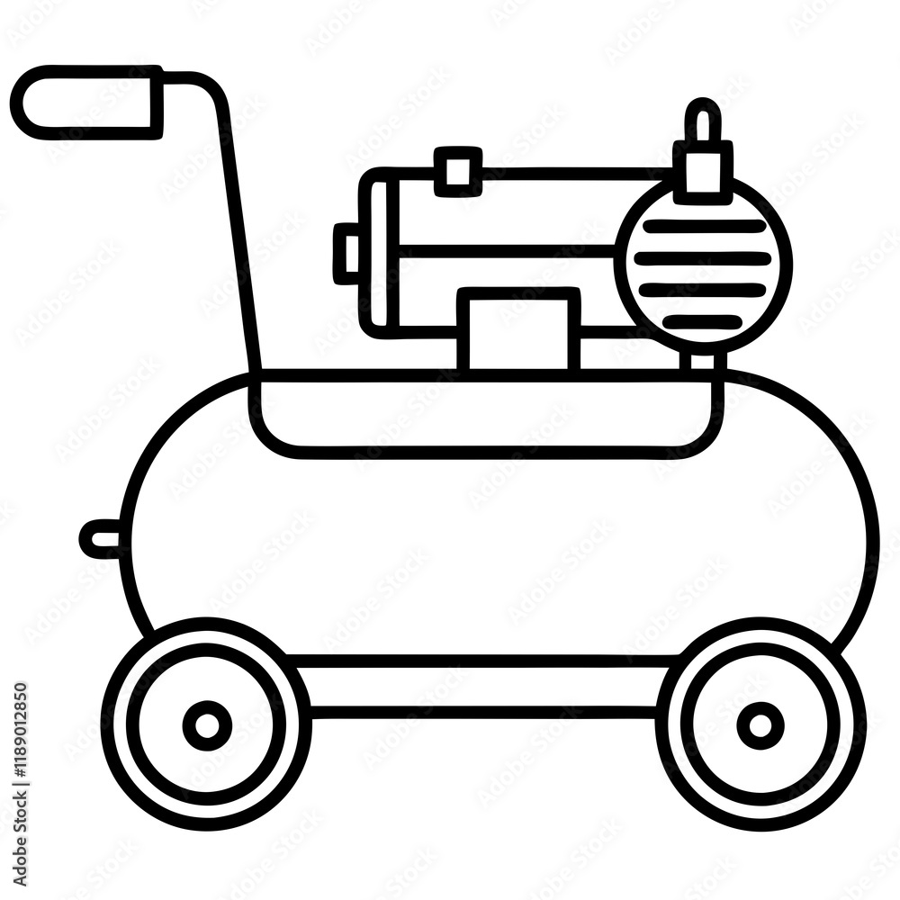 Obraz premium air compressor line art vector illustration