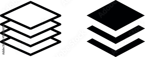 "Layers Vector Icon Set - Design and Stacking Symbols"