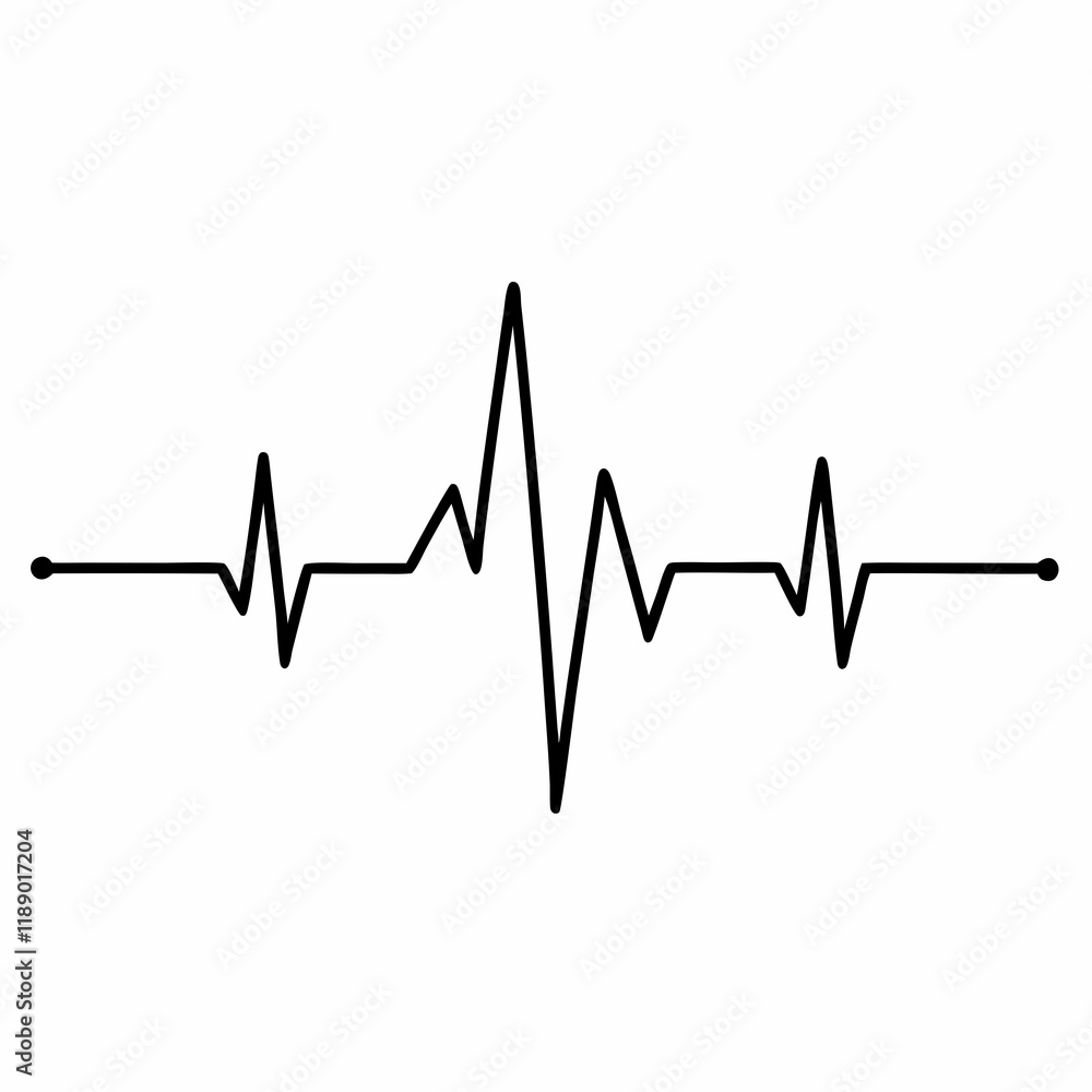 Heart beat one line. Continuous lines heart beats drawing. Wave pulse. Hand drawn heartbeat. Black silhouette cardiogram isolated Heart beat one line. Continuous lines heart beats drawing. Wave pulse. Hand drawn heartbeat. Black silhouette cardiogram isolated
