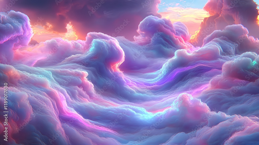 Fototapeta premium Dreamy Abstract Pastel Clouds with Soft Light and Textured Strokes
