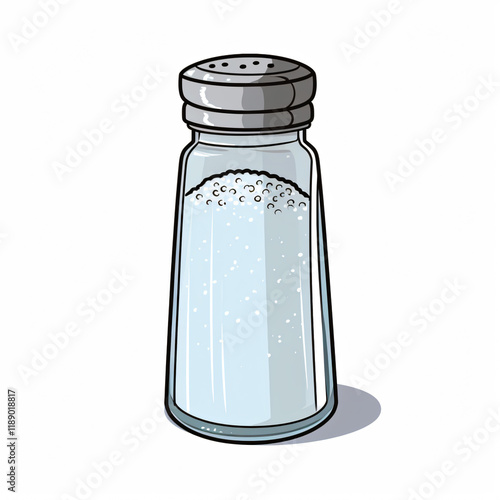 Salt Shaker Shape Isolated on White Background in Simple Flat Style   