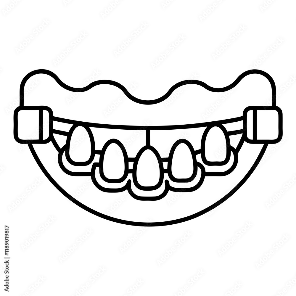 orthodontic brackets line art vector illustration orthodontic brackets line art vector illustration