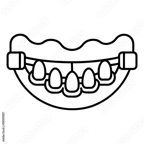 orthodontic brackets line art vector illustration