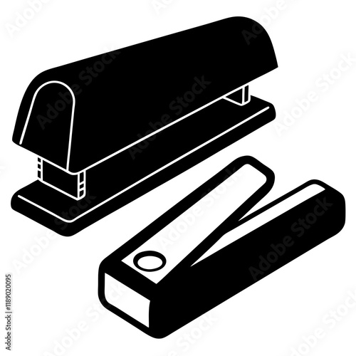  stapler and remover  silhouette-vector illustration