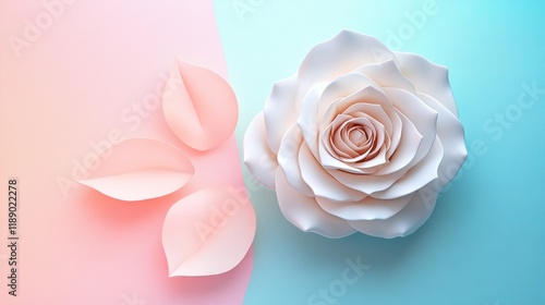 Elegant bloom of a white rose high fidelity close-up in minimalist nature photography