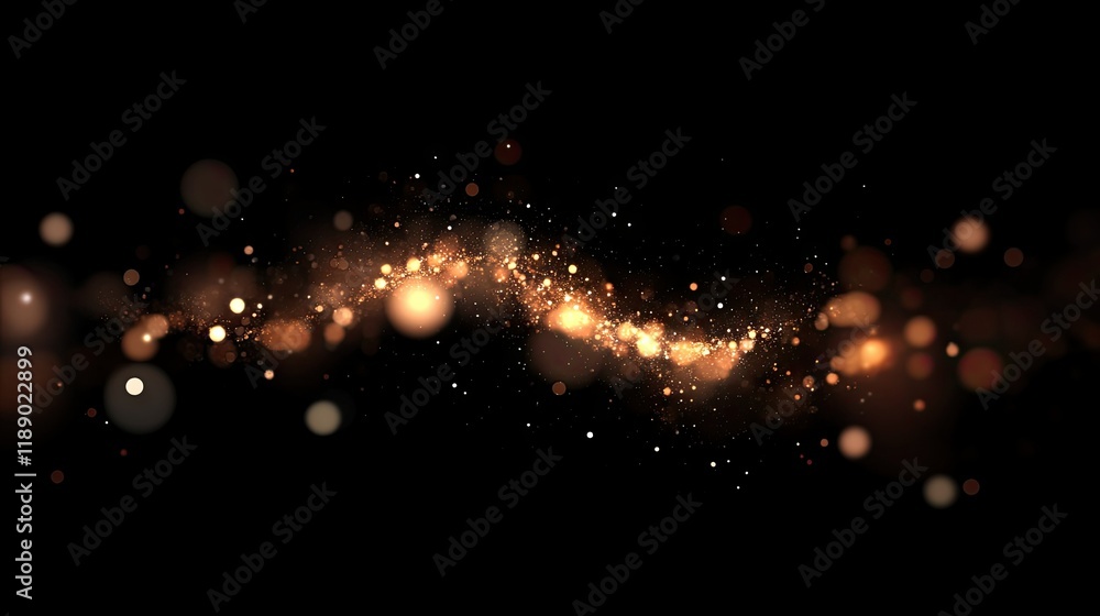 Soft, out-of-focus bokeh lights in warm white and amber tones glowing on a black night background.