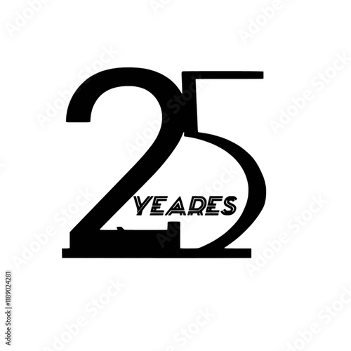 This design commemorates a 25-year milestone, blending simplicity with a bold and modern aesthetic. The number 