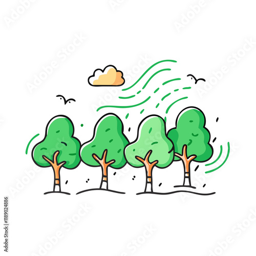 wind blowing through trees icon, wind blowing through trees vector