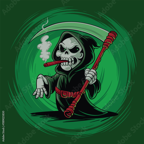 Grim Reaper illustration for t-shirt design. Grim Reaper streetwear design. Grim Reaper cartoon