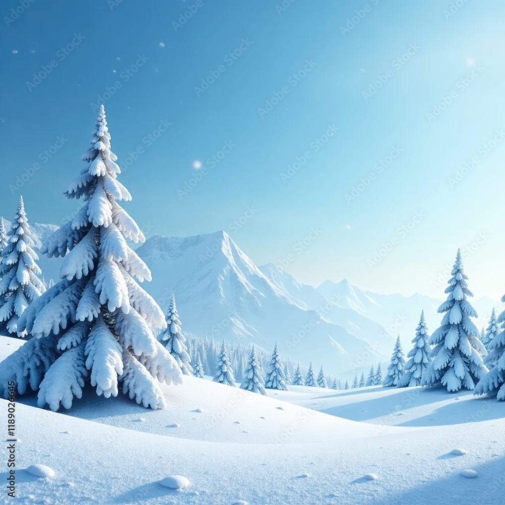 Fototapeta premium Gradient of icy blue and pale white with scattered snow-covered branches, icy blue, landscape