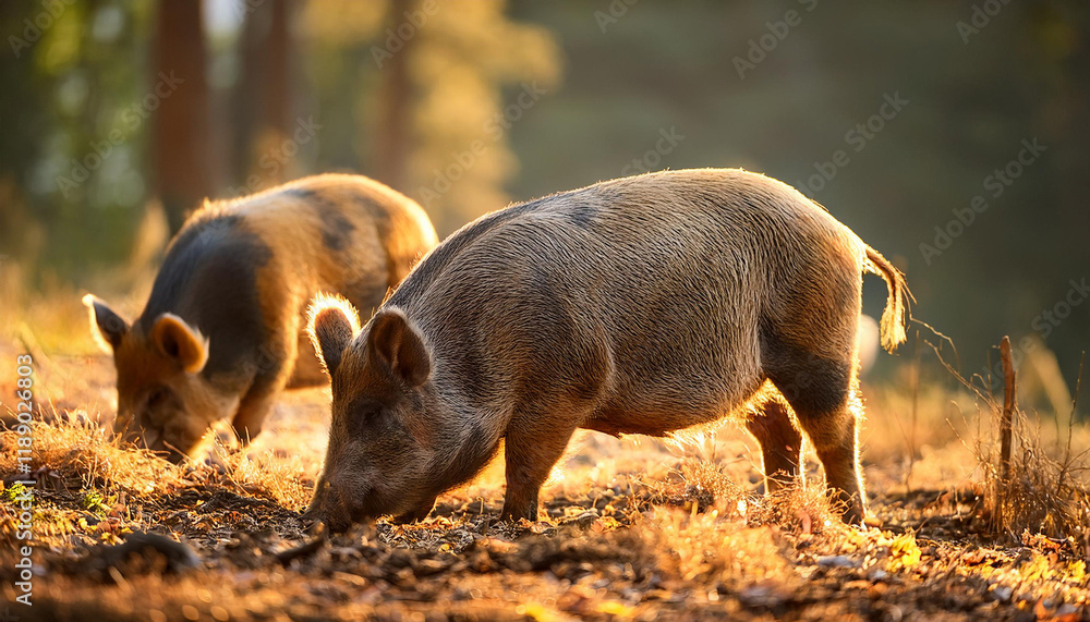 mangalica pigs foraging for food mangalica pigs foraging for food
