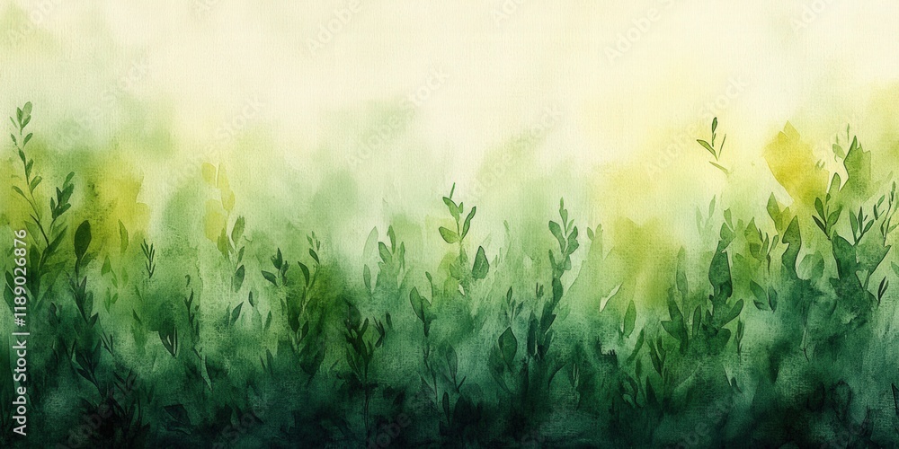 Fototapeta premium Painting of a lush green grass field with vibrant grass and natural scenery under a clear sky valentine day