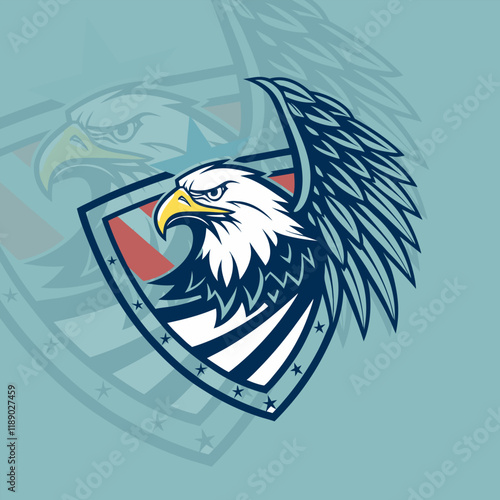 Gaming badge esport eagle logo with a creative and modern design, tailored for esports teams and gaming enthusiasts photo