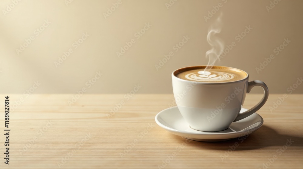 Aromatic Coffee in a White Mug on a Wooden Table Aromatic Coffee in a White Mug on a Wooden Table