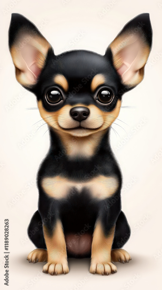 Charming digital illustration of a playful, cute chihuahua puppy Charming digital illustration of a playful, cute chihuahua puppy