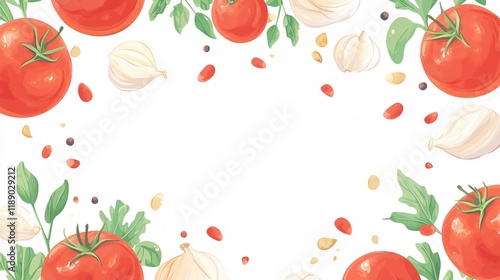 Wallpaper Mural Fresh Organic Tomato and Garlic Background for Healthy Vegetable Recipes Torontodigital.ca