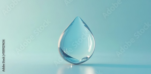 Wallpaper Mural A single teardrop shaped glass object rests on a blue surface Torontodigital.ca