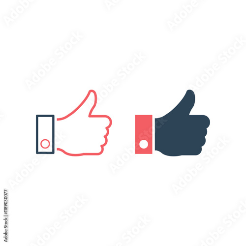 Thumb up and thumb down flat icons set vector illustration.