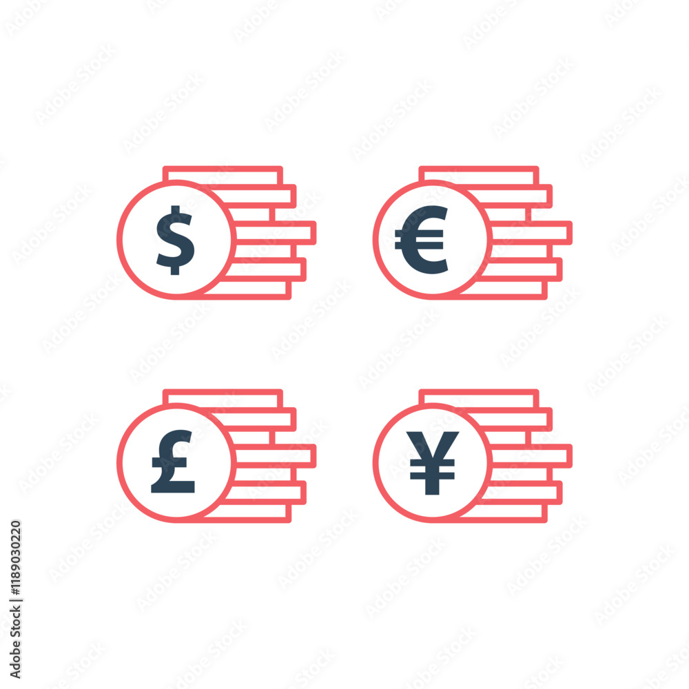 Currency Icons set. Dollar, Euro and other symbols. Currency Icons set. Dollar, Euro and other symbols.