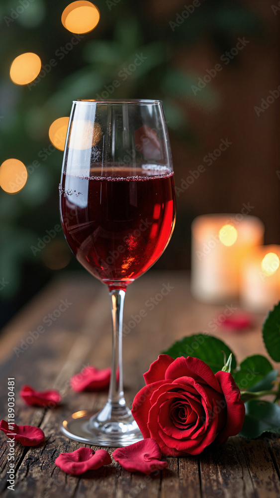 Romantic Red Wine and Rose: Elegant Still Life for Valentine's Day Ads, Restaurant Promotions, or Date Night Campaigns Romantic Red Wine and Rose: Elegant Still Life for Valentine's Day Ads, Restaurant Promotions, or Date Night Campaigns