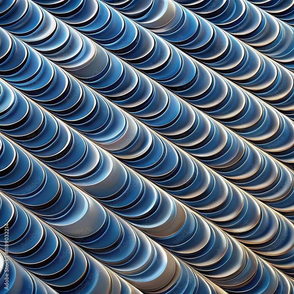 Abstract metallic geometric pattern design, Futuristic abstract pattern featuring overlapping metallic discs in diagonal alignment, creating a textured and dynamic visual effect. 
