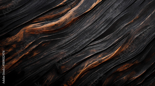 Dark background with detailed texture of blackwood resembling eben or grenadil wood. Blazewood. Illustration photo