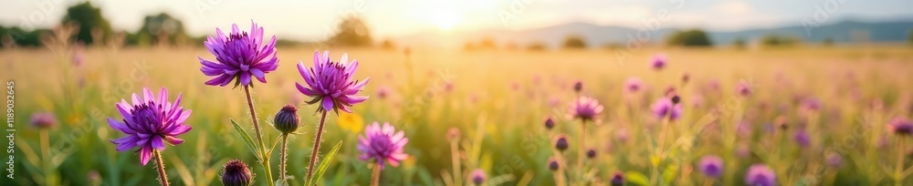 Open purple prairie clover flowers on a sunny field, wildflower field, colorado Open purple prairie clover flowers on a sunny field, wildflower field, colorado