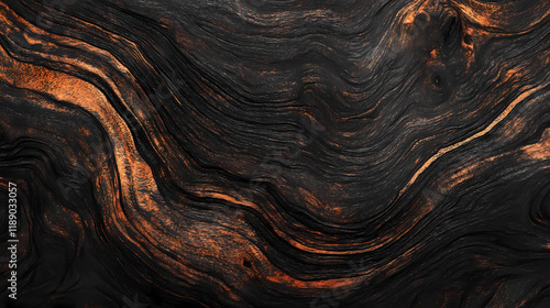 Dark textured blackwood background with elegant pattern of eben and grenadil wood for design projects. Blazewood. Illustration photo