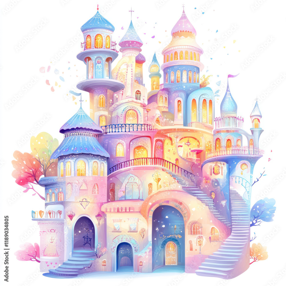 Whimsical Colorful Castle Illustration Whimsical Colorful Castle Illustration
