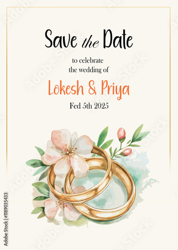 Modern Wedding Invitation Card Design with bride and groom