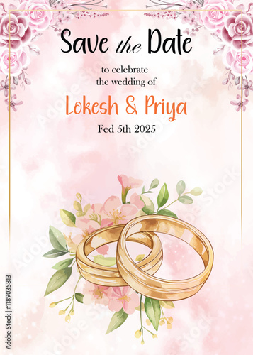 Modern Wedding Invitation Card Design with bride and groom