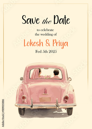 Modern Wedding Invitation Card Design with bride and groom