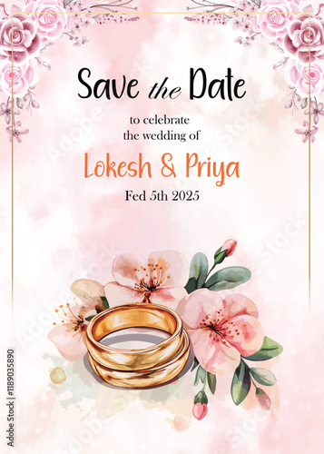 Modern Wedding Invitation Card Design with bride and groom
