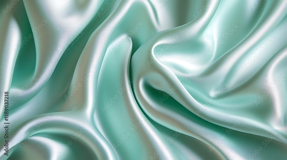 Obraz premium Luxurious Mint Green Satin Fabric with Smooth Textured Background